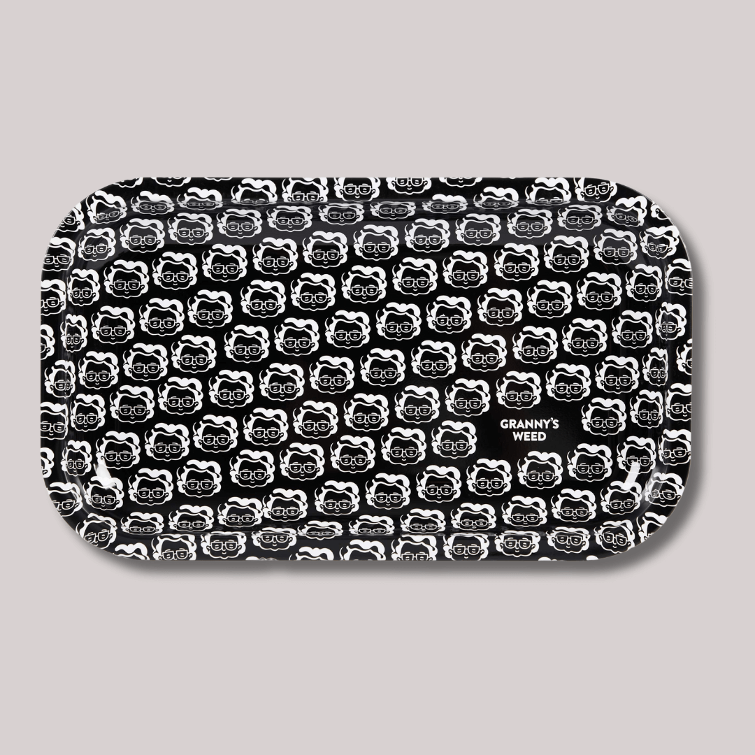 Grannys Weed Metall Rolling Tray Black & White